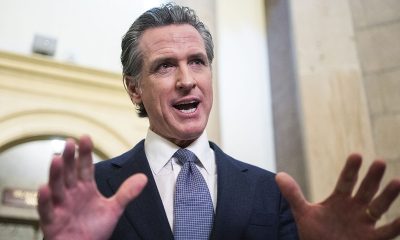UNITED STATES - JULY 15: California Gov. Gavin Newsom (D) talks with reporters after a meeting with Speaker of the House Nancy Pelosi, D-Calif., in the U.S. Capitol, on Friday, July 15, 2022. (Tom Williams/CQ-Roll Call, Inc via Getty Images)